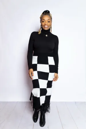 Black White Checkered Skirt