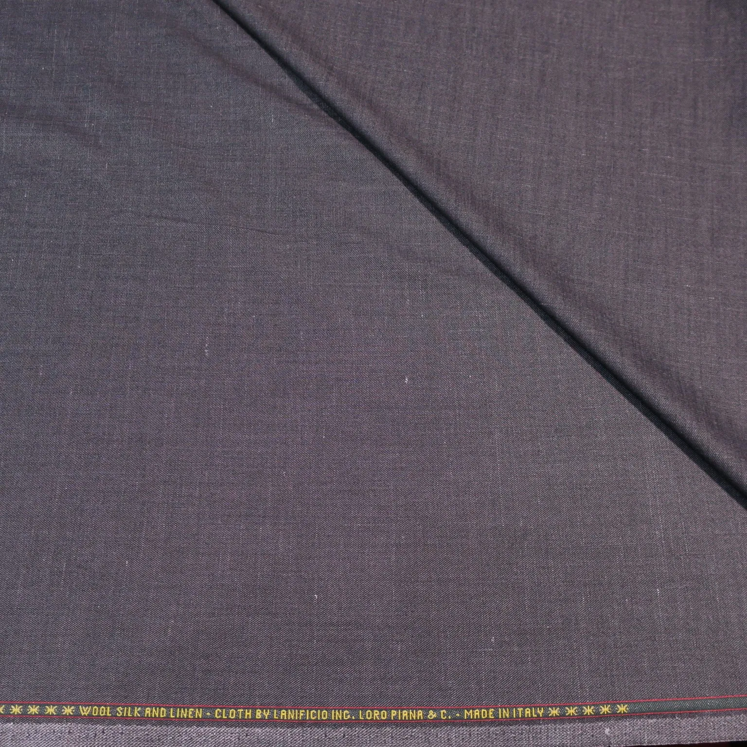 Charcoal Denim Loro Piana Wool Silk and Linen Fabric