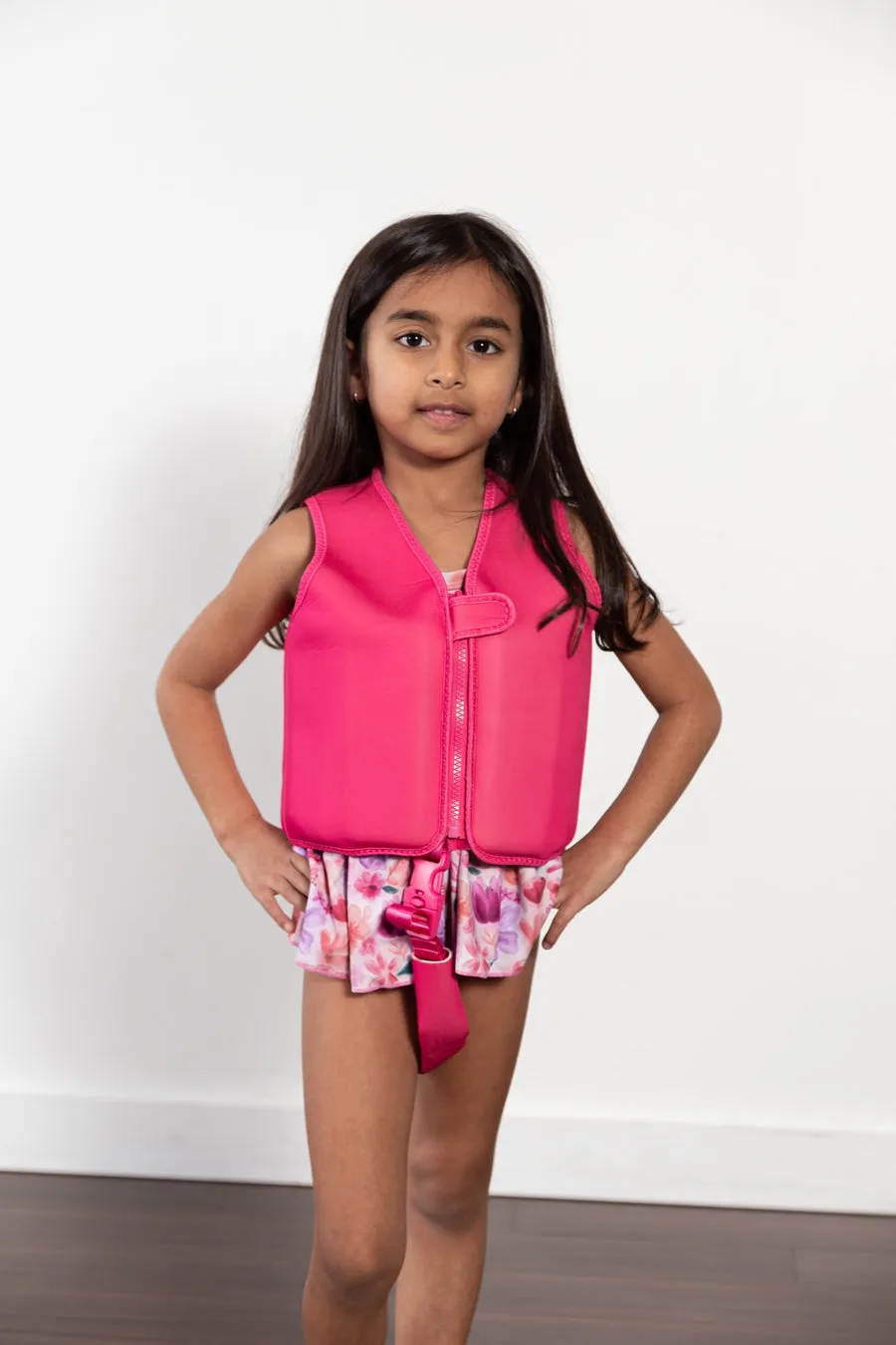 current tyed neoprene swim float vest - hot pink
