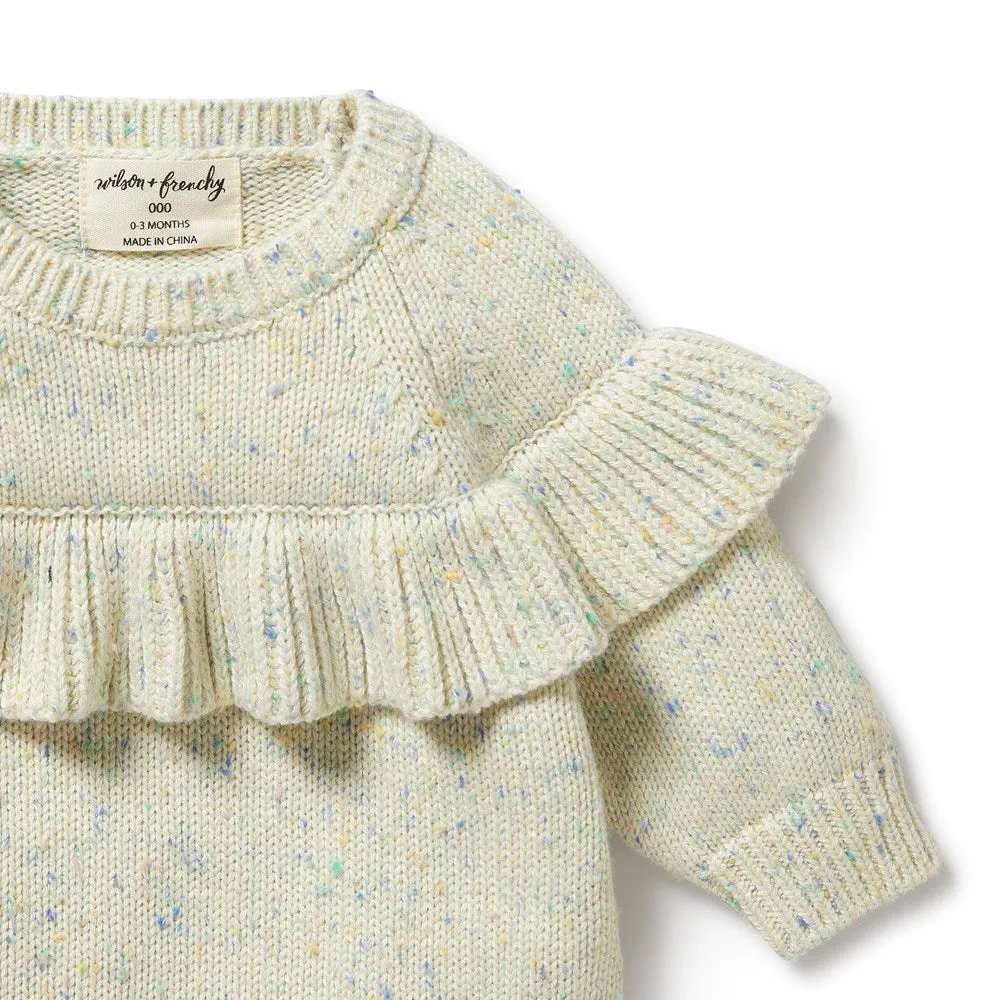 Dew Fleck Knitted Ruffle Jumper