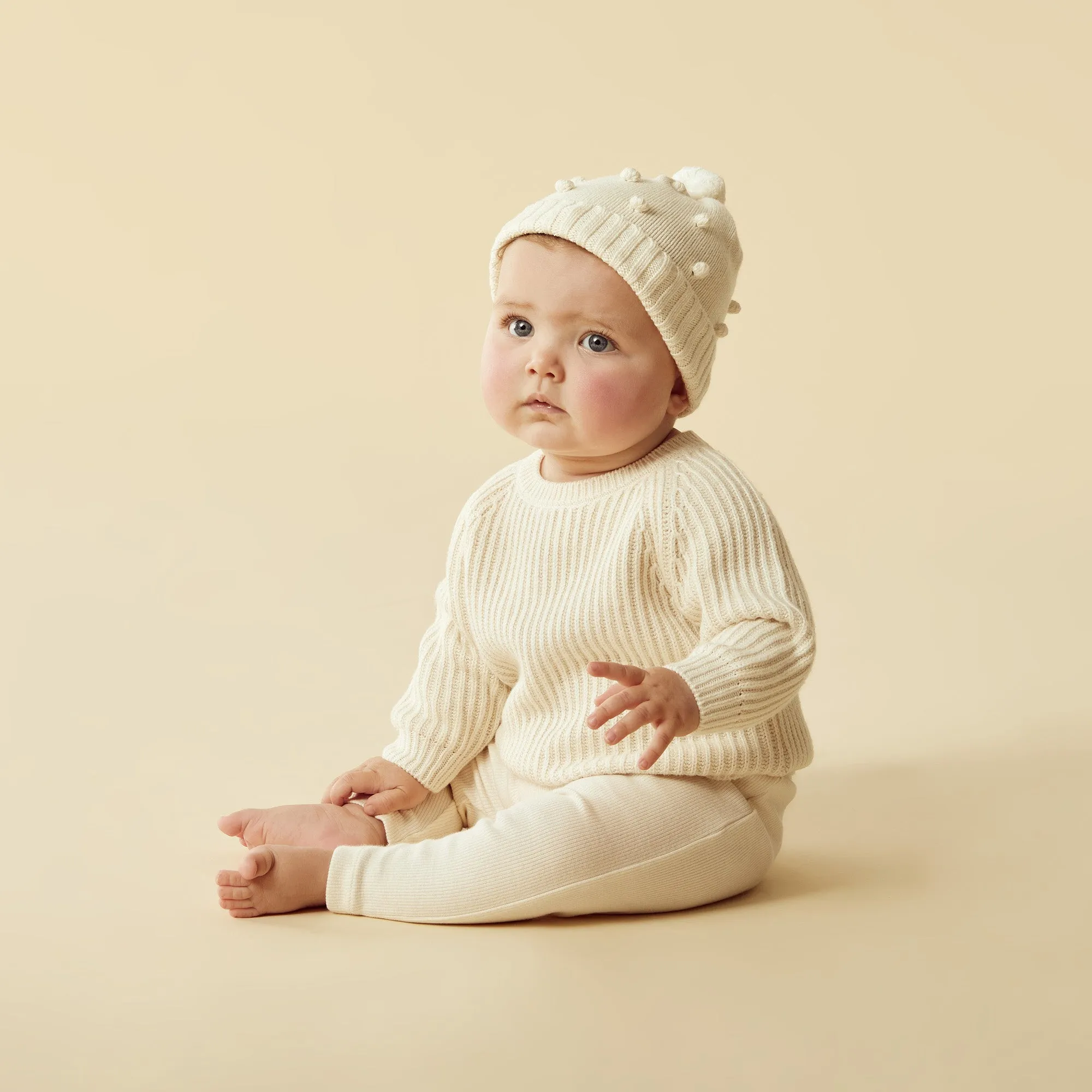 Ecru Knitted Ribbed Jumper