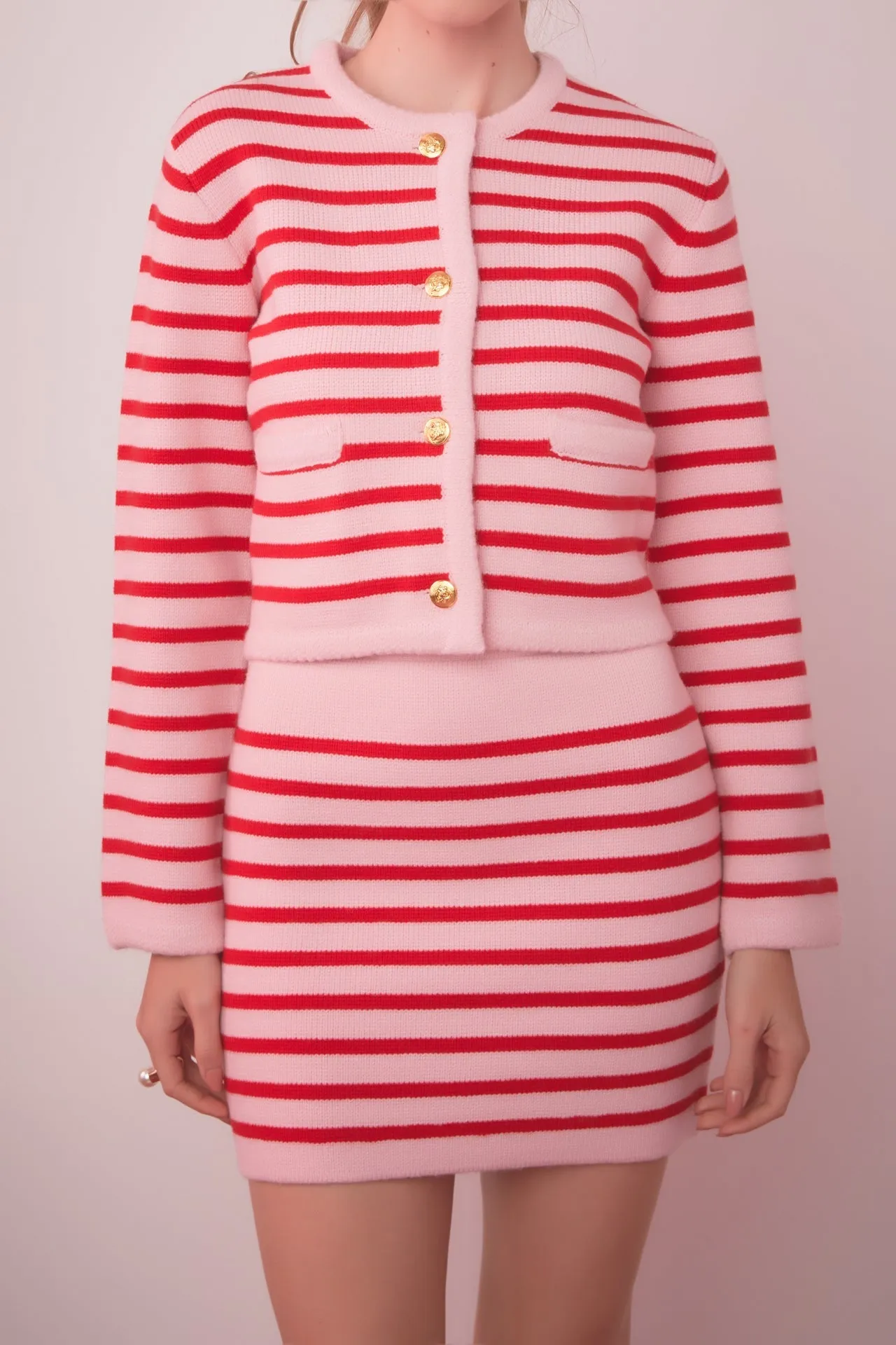 English Factory - Knit Striped Sweater Cardigan