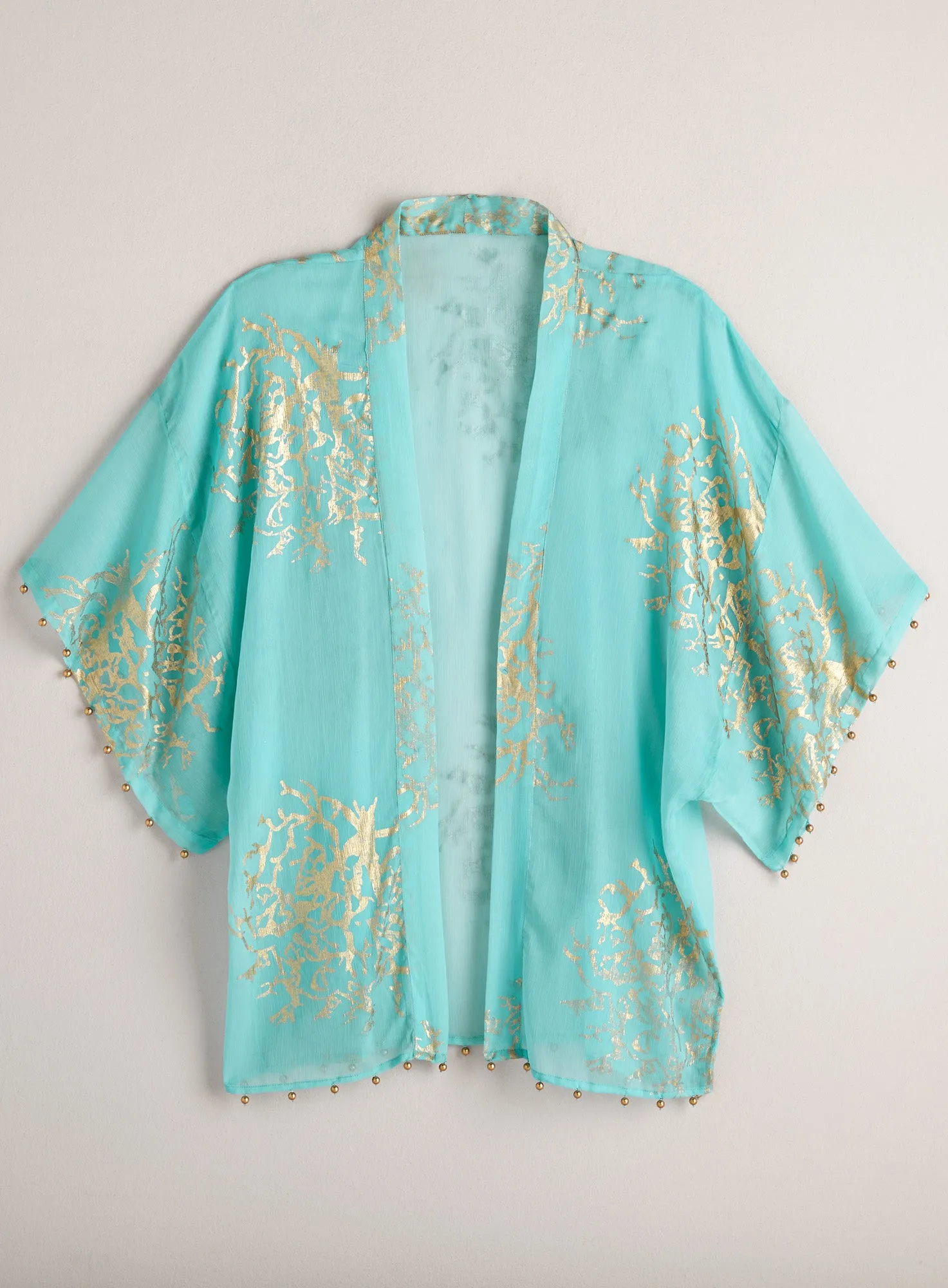 Gold Coral Short Kimono Topper
