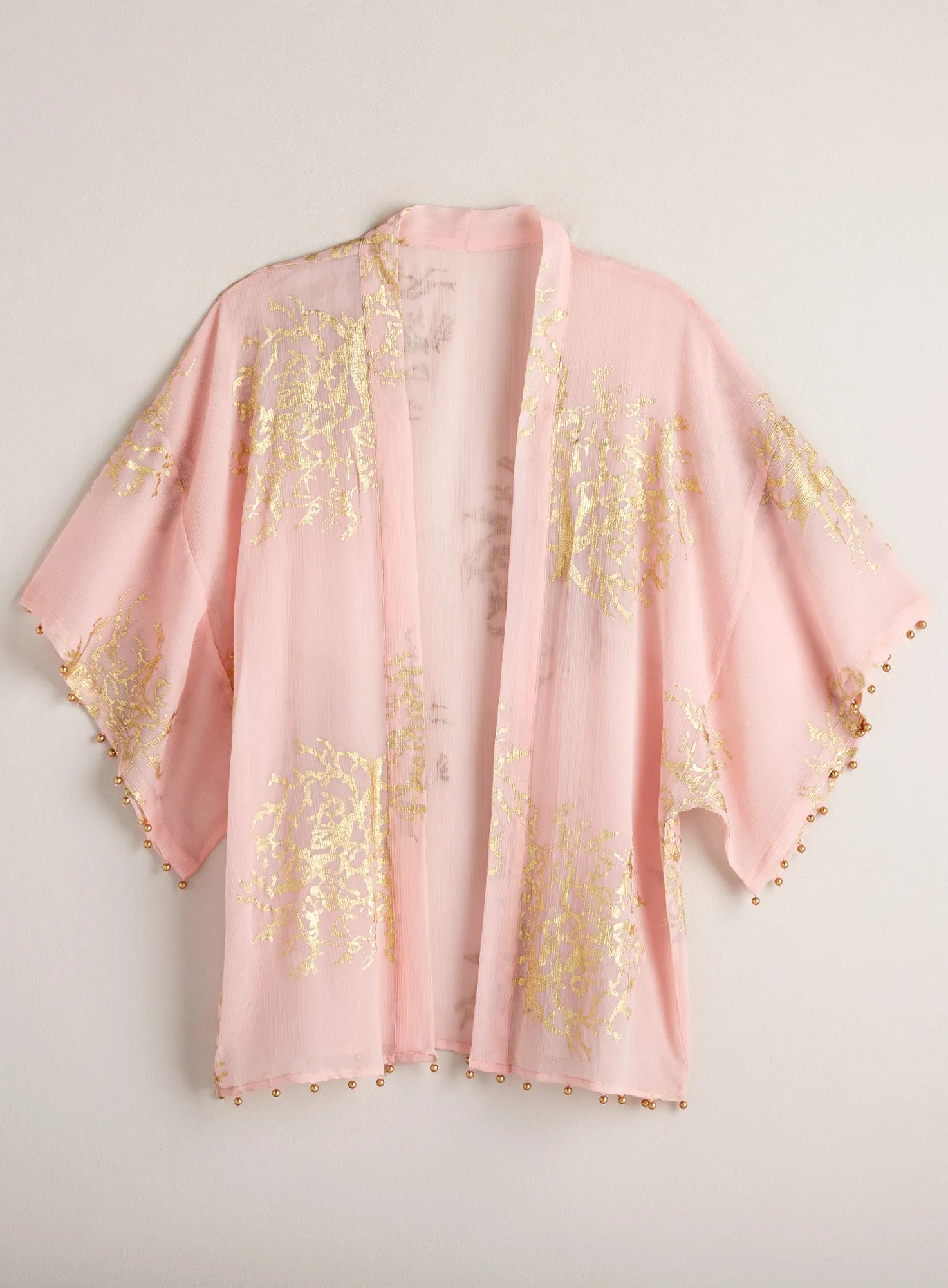 Gold Coral Short Kimono Topper