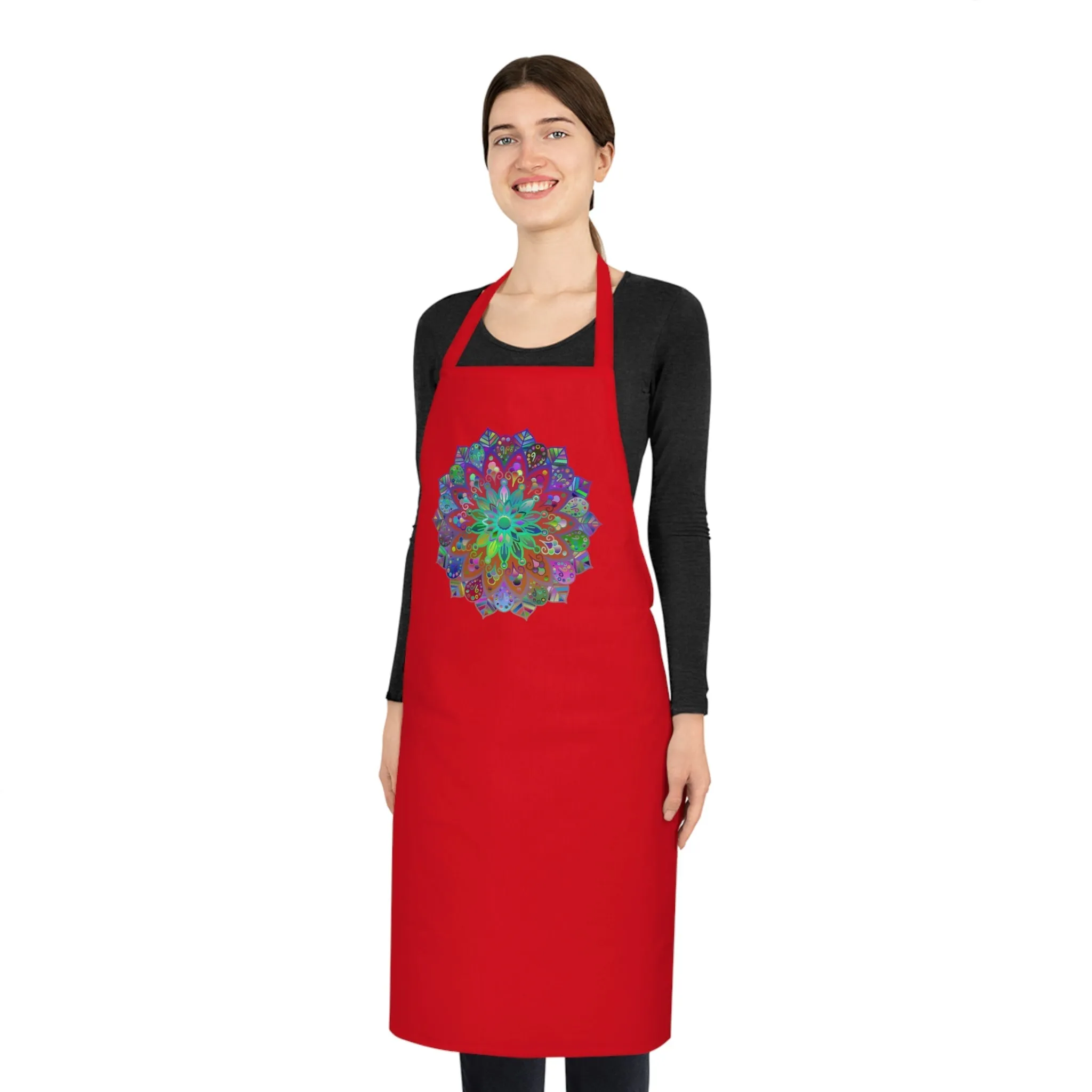Hand-Drawn Mandala Art Design Cotton Apron - Perfect for Chefs and Home Cooks