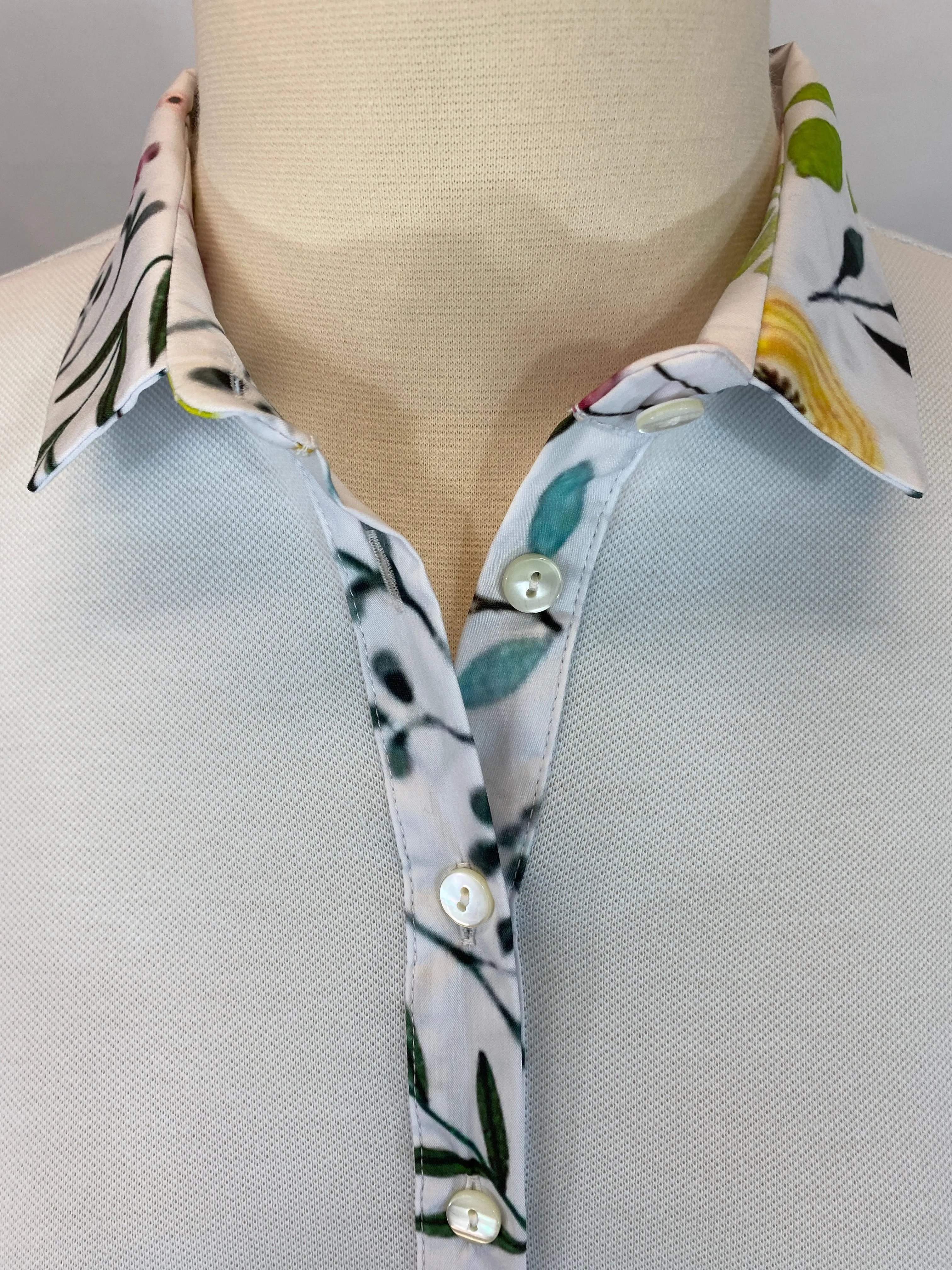 Hubert Gasser Polo-Shirt Sky Blue W/Floral Collar