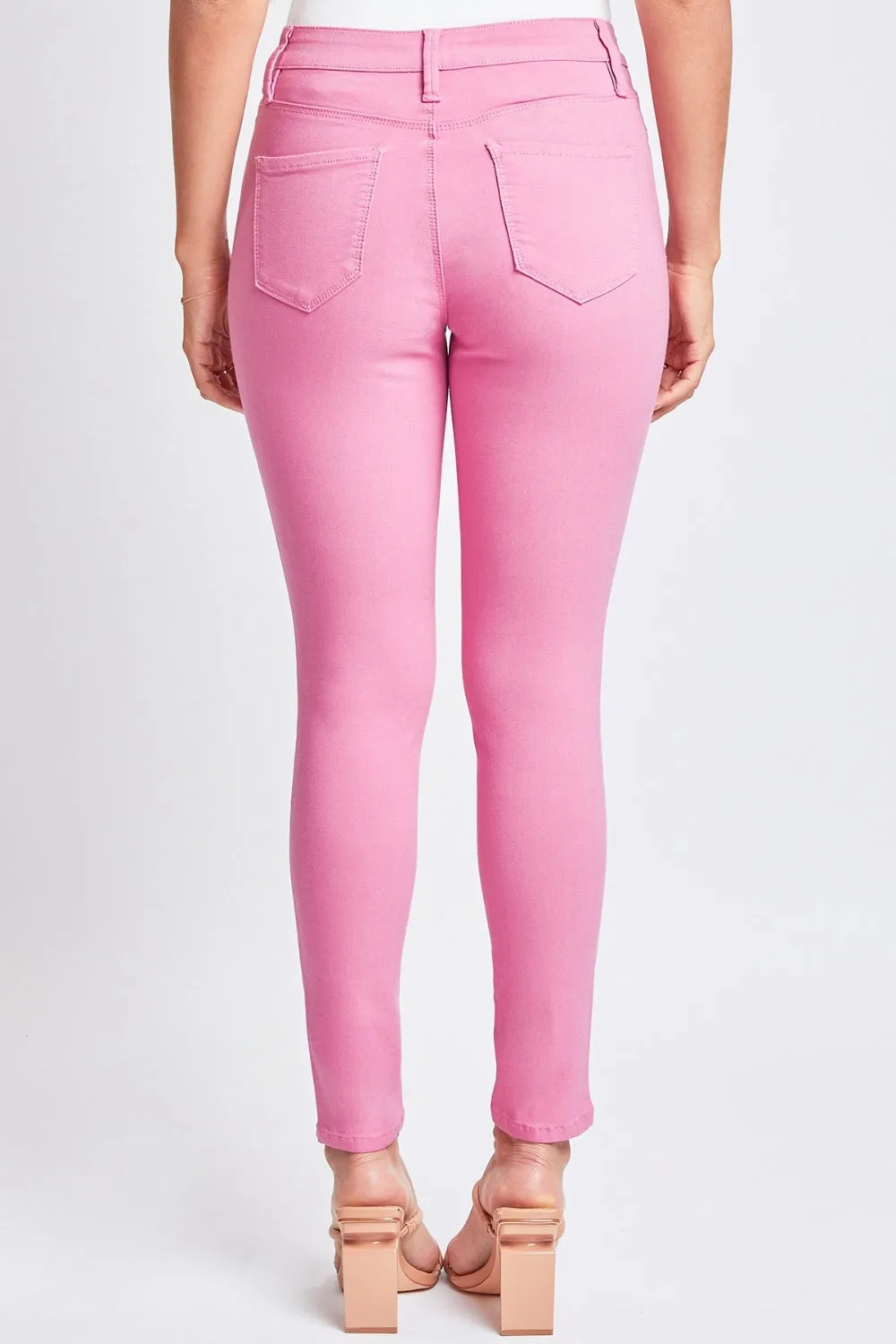 Hyperstretch Mid-Rise Skinny Pants Women's Pink Jeans Petite and Plus Size Fashion