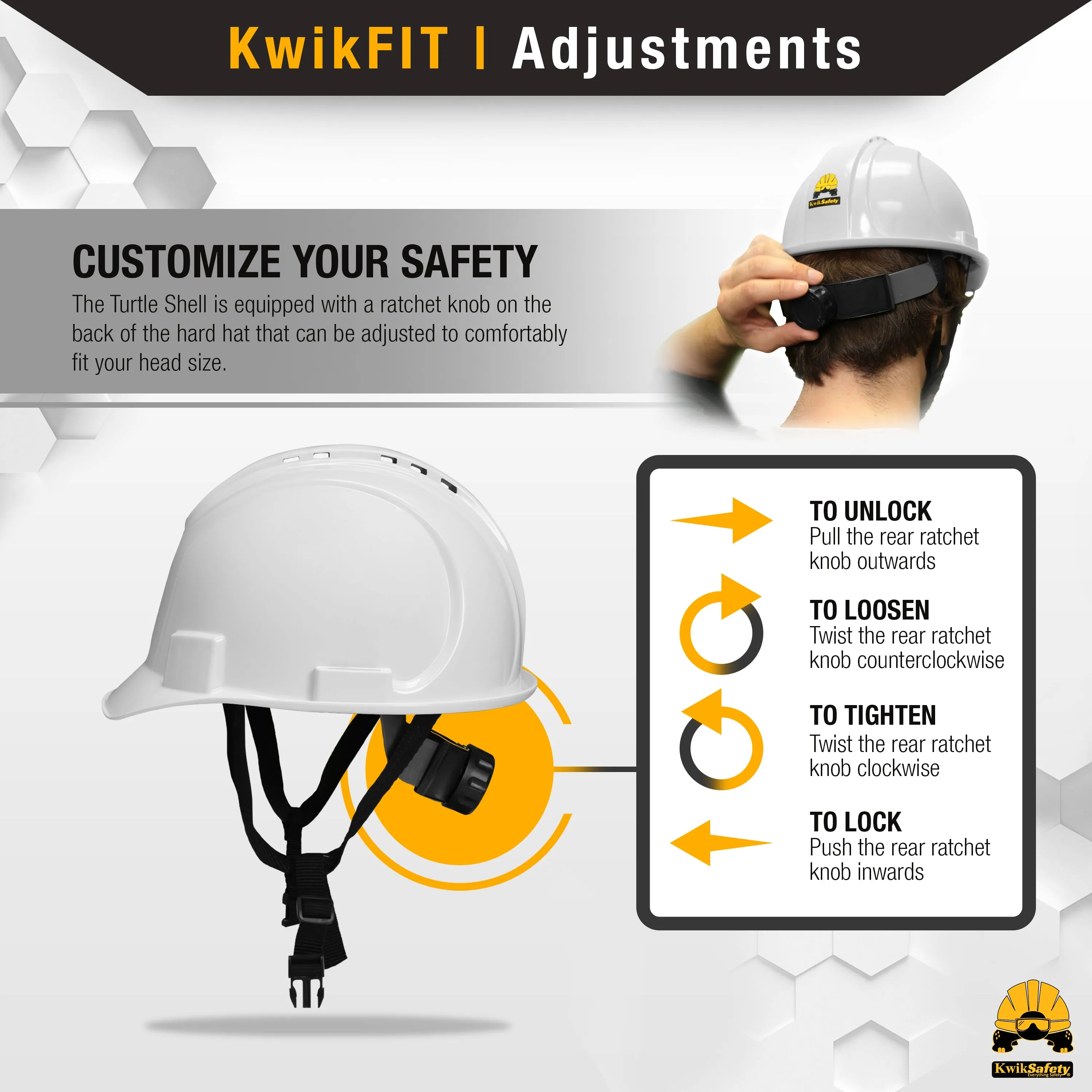 KwikSafety WHITE TURTLE SHELL Hard Hat (10 COOLING VENTS) Type 1 Class C ANSI Tested OSHA Compliant Standard Cap Style PPE - Model No.: KS1601