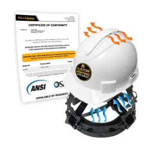 KwikSafety WHITE TURTLE SHELL Hard Hat (10 COOLING VENTS) Type 1 Class C ANSI Tested OSHA Compliant Standard Cap Style PPE - Model No.: KS1601