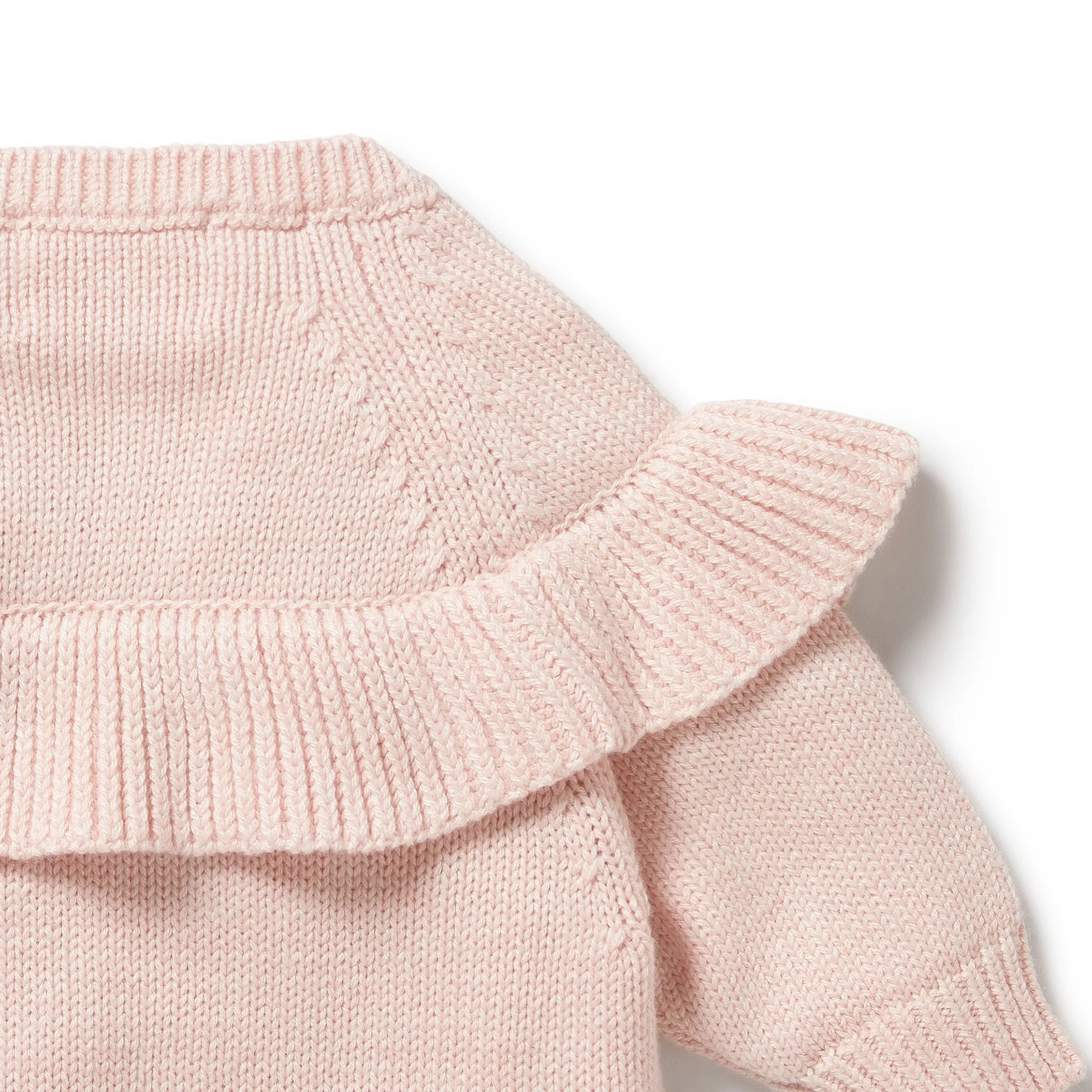 Pink Knitted Ruffle Jumper
