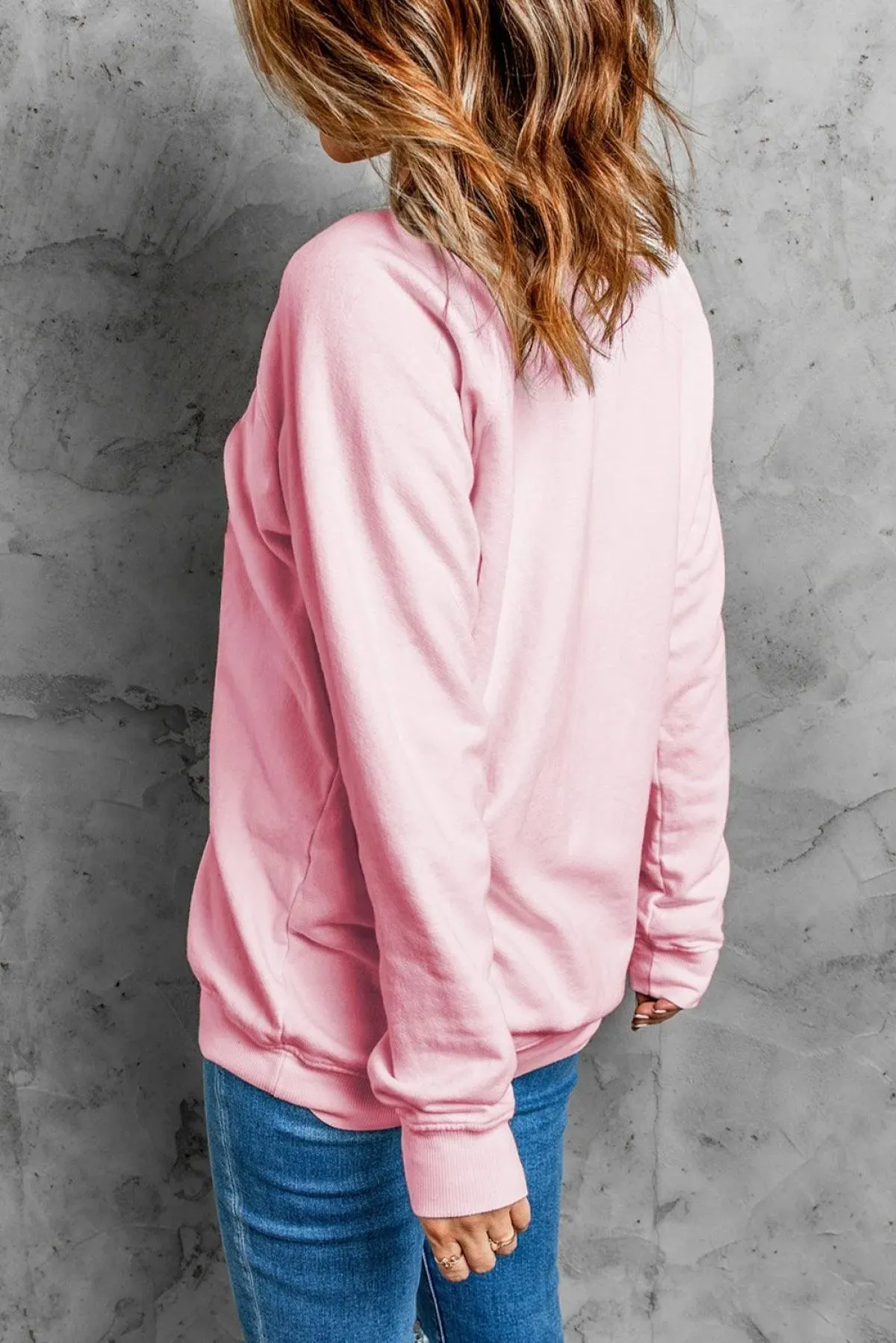 Pink Valentine Sweatshirt Sweet Drinking Graphic Print