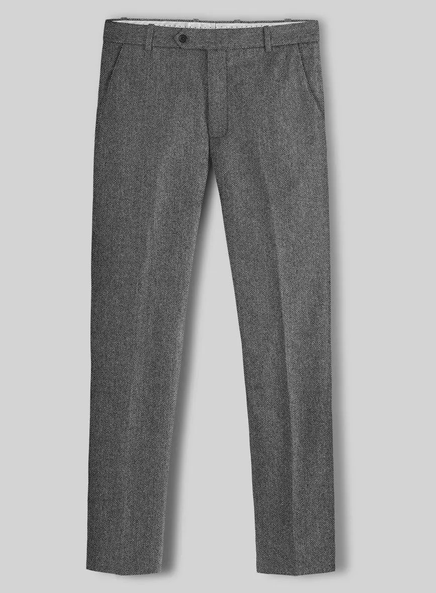 Vintage Herringbone Gray Tweed Suit