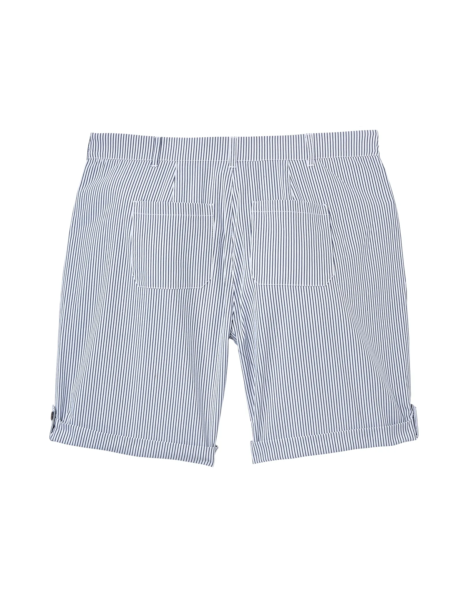 Warsaw Seersucker Bermuda Shorts with Rolled Cuff | White / Azure Blue