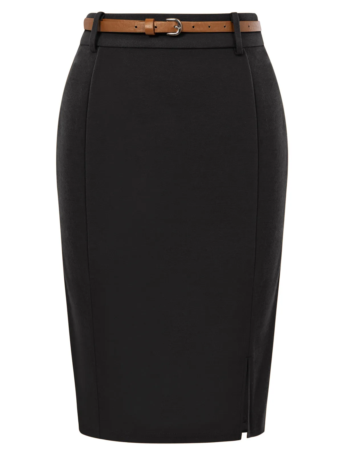 Women's Bodycon Pencil Skirt with Belt Solid Color Hip-Wrapped